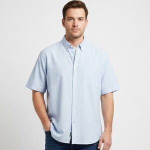 IZOD Saltwater Men 4XL Shirt Relaxed Classics Short Sleeve Button Down Lt Blue